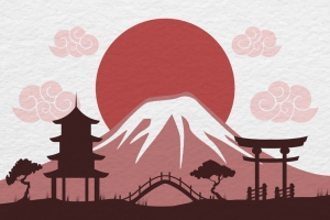 日本富士山简约宣传海报