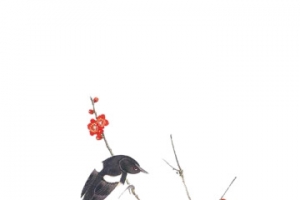 中国风工笔画梅花鸟