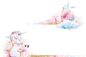 彩绘花卉独角兽矢量