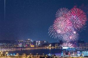澳门回归烟花蓝色大气景色banner