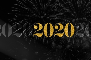 金色2020新年快乐黑色背景4k壁纸3840x2160