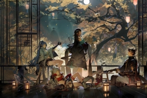 明日方舟 中秋 夜晚 精美绘画 4k动漫壁纸