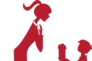教师节红色人物剪影
