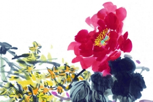 水墨花草画图片素材