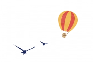 扁平热气球白鸟