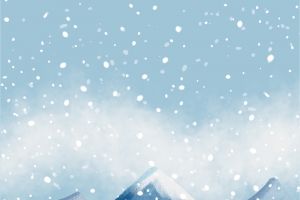 手绘雪花山村背景图