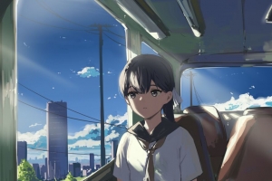 3840x2160 女孩 火车 动漫 艺术壁纸 背景