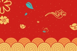 淘宝新年红色喜庆卡通祥云花瓣底纹海报背景