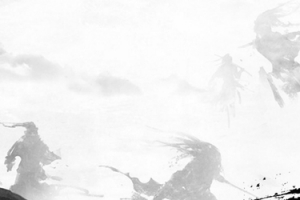 灰色古典武侠英雄水墨banner背景