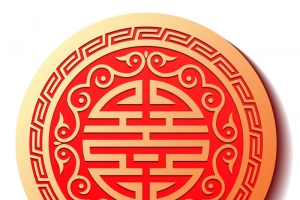 春节喜庆圆形福字高清PNG透明漂浮几何设计素材免费下载