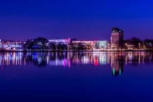 夜城 全景 反射 纽伦堡 德国 4k壁纸 3840x2160