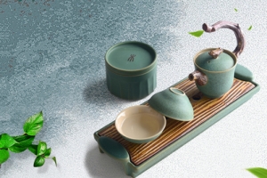 青花瓷茶具文艺青色banner