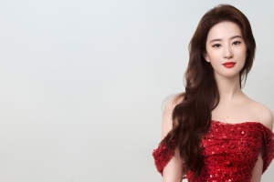 红色礼服美女刘亦菲3440x1440高清带鱼屏壁纸