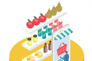 水果饮料购物矢量插图
