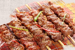 中华美食特色烤肉背景