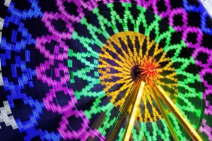 摩天轮 景点 霓虹灯 光线 长曝光 4k壁纸 3840x2160