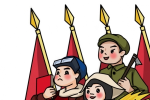 五一劳动节复古工农兵节日插画