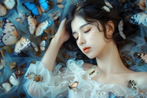 唯美 少女 闭眼 蝴蝶 4k动漫壁纸 3840*2160