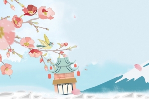 日本游卡通蓝色海报banner背景