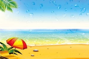 蓝天夏季促销海滩背景