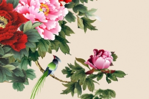年年有余牡丹花海报banner背景