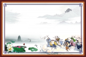 校园文化寓言故事 八仙过海展板背景素材