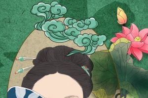 手绘国潮年货节背景图