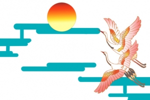 国潮元素仙鹤祥云太阳