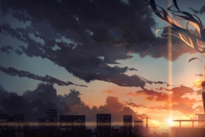 初音未来 背景 云 高清动漫壁纸