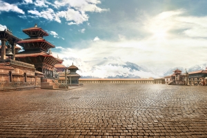 古代建筑石板路海波背景