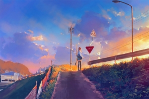 夕阳的你在等待