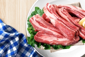 优质猪腿肉木纹几何黄色banner
