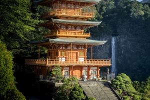 宝塔 楼梯 建筑 瀑布 4k壁纸 3840x2160