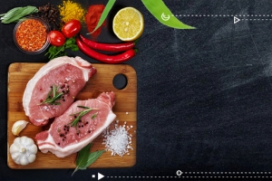 新鲜猪肉简约黑板质感banner
