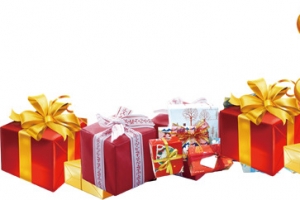 红色礼物盒金色气球