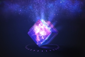 神秘星空下紫色魔方