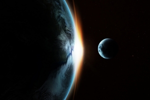地球 月球 星系3440x1440带鱼屏壁纸