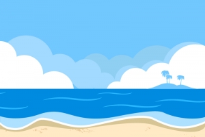 卡通大海沙滩背景
