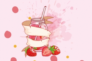 草莓冰淇淋卡通扁平粉色banner