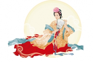 中秋嫦娥玉兔矢量素材