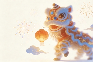 舞狮灯笼迎春4K高清壁纸3840x2160免费下载