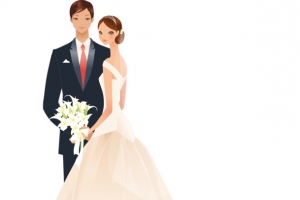 卡通婚礼情侣捧花