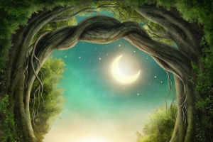 魔幻森林树洞背景
