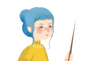 手绘卡通女老师