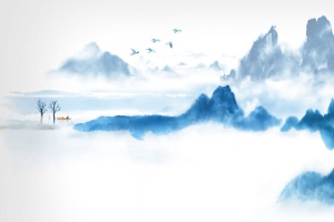 中国风禅意水墨山水背景