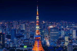 日本东京塔夜景3440x1440壁纸