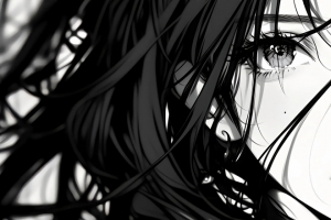 暗黑系 黑白风格女孩3440x1440带鱼屏动漫壁纸