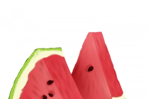 西瓜素材手绘水果