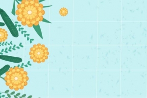 蓝色卡通花卉banner背景
