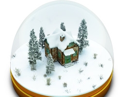 玻璃球内圣诞雪屋PNG图标